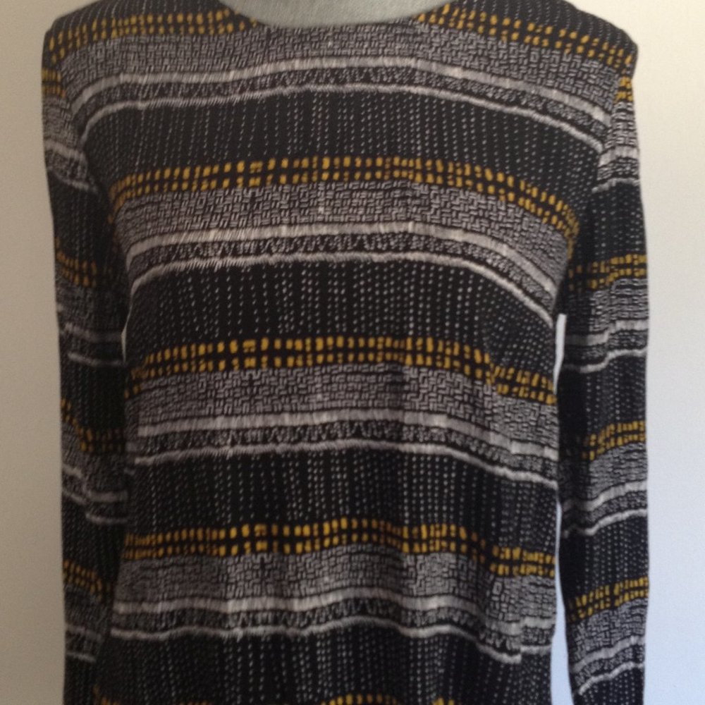 H&M Graphic Yellow Black Top Size 10 fits small